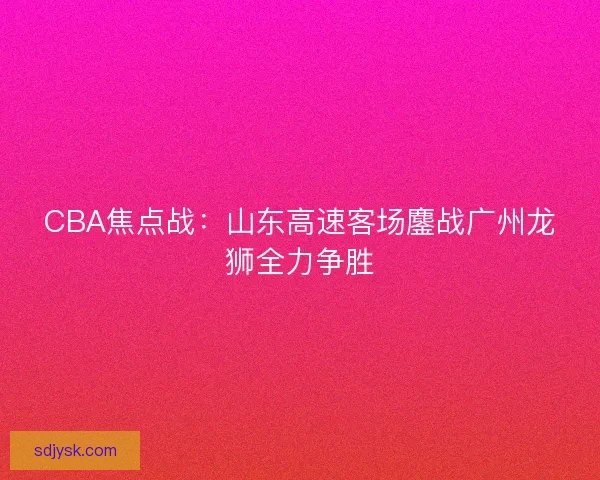 CBA焦点战:山东高速客场鏖战广州龙狮全力争胜 CBA焦点战:山东高速客场鏖战广州龙狮全力争胜