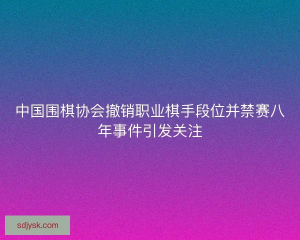 中国围棋协会撤销职业棋手段位并禁赛八年事件引发关注
