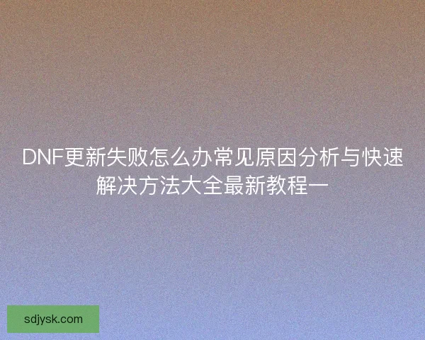 DNF更新失败怎么办常见原因分析与快速解决方法大全最新教程一 DNF更新失败怎么办常见原因分析与快速解决方法大全最新教程一